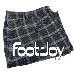 FootJoy FJ Gray Black Plaid Flat Front Polyester‎ Spandex Golf Shorts Size 38